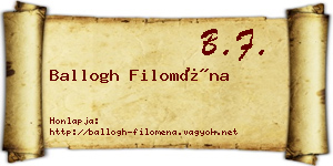 Ballogh Filoména névjegykártya